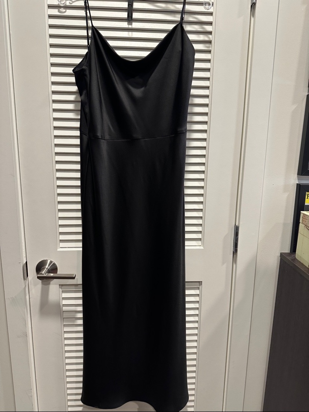 Vince Black Satin Cowl Neck Midi Slip Dress